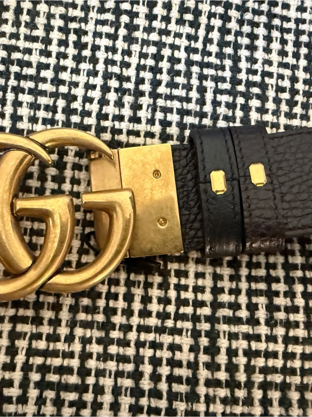 Gucci Men's reversible GG gold buckle brown and black size 100